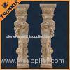 Yellow Natural Stone Column With Statue For Ourdoor Decorative