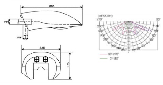 IP65 Installment diameter 60mm Roadway lamp