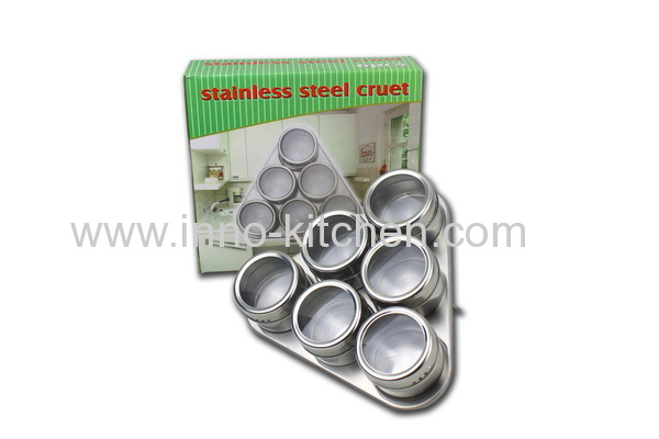 6pcs stainless steel magnetic cruet set & spice jar/canister/condiment set