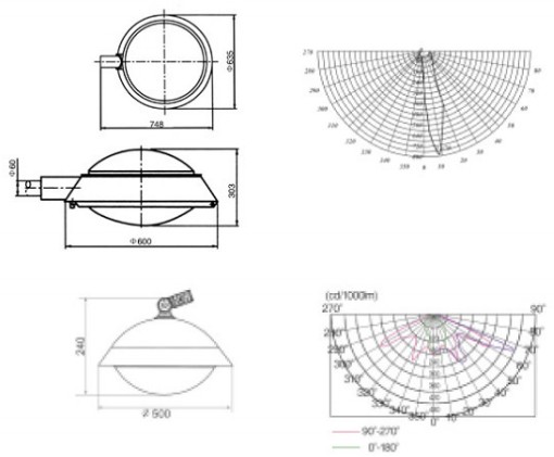 IP65 Installment diameter 60mm Roadway light