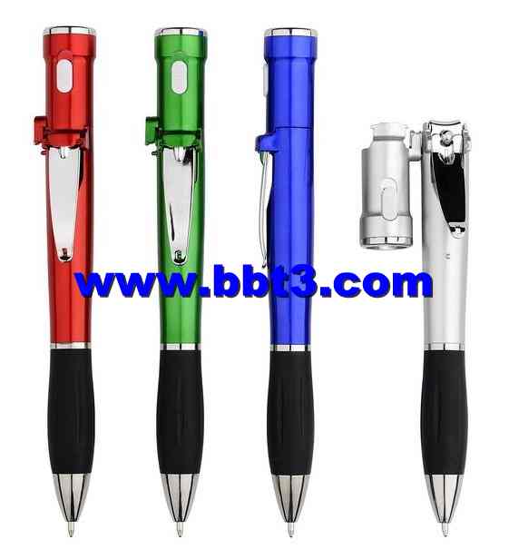 Promotional LED lighting ballpen with nail scissor