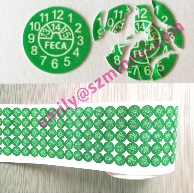 Custom Green Round Warranty Stickers In Rolls,Warranty VOID If Removed Labels,Self Sticking Tamper Evident Seal Label