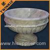 Outdoor Stone Round Flower Pots With Custom Natural White Marble