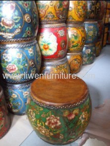 Antique reproduction painted drum