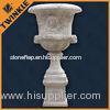 White Stone Flower Pots , Customized Polished White Marble Planter