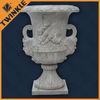 Hand Carved Stone Flower Pots White Marble Planters For Outdoor