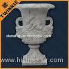 Hand Carved Stone Flower Pots White Marble Planters For Outdoor