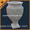 White Antique Stone Flower Pots For Exterior Garden / Yard Planters