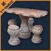 Contemporary Marble Garden Furniture / Rectangular Red Marble Table