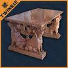 Hand Carved Marble Garden Furniture , Red Marble Bench With Statue