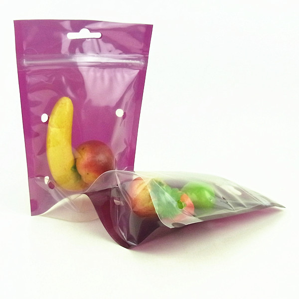 stand up plastic air hole fresh fruit packaging