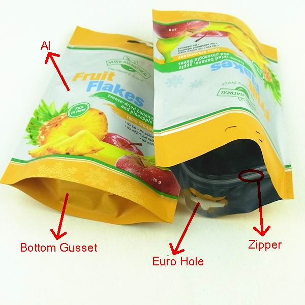 30g gold foil packaging bag for food stand up pouch