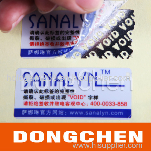 High quality custom security void tamper evident label