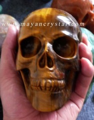 tiger's eye skull carving