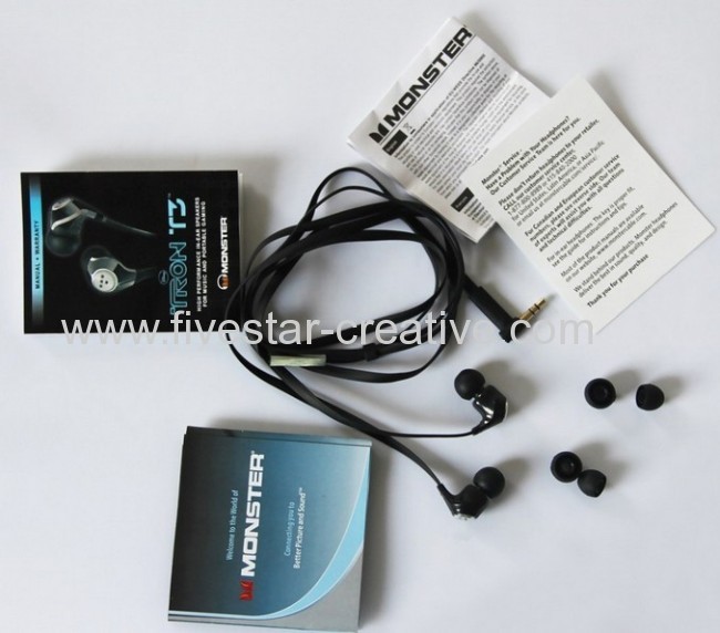 Monster TRON T3 Black In-Ear Earphones Headphones for iPod iPhone MP3 player