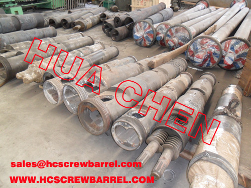Conical twin screw barrel for extruder