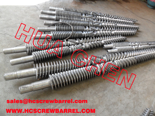 Double extuder twin screw and barrel for profile
