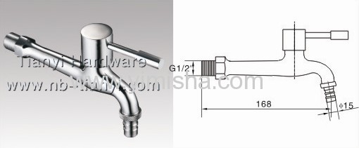 168mmx G1/2x dia.15mm Brass Ceramic Sheet Bibcock for Washing Machine