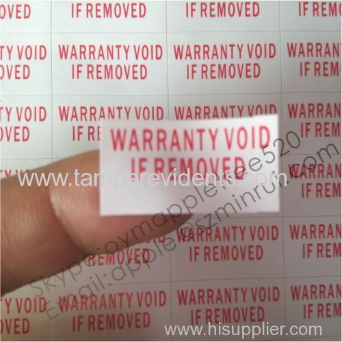 Rectangular Destructible Warranty Sticker