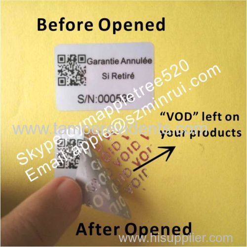 Silver Tamper Evident Warranty Labels