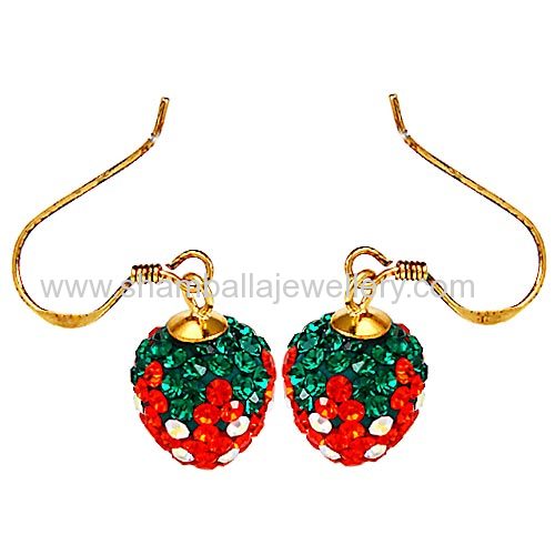goldplated sterling silver dangle Czech Crystal Strawberry earrings
