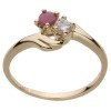 18K Gold Plated Opaque Ruby Gemstone and White CZ Ring