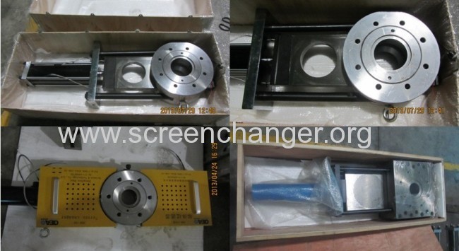 Hydraulic screen changer/melt filter for extrusion machine