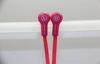 Red Flat Cable Apple Iphone Earphones With 3.5mm Stereo Plug