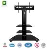 Living Room Furniture/3 Tier Black Glass TV Stand/Aluminum Glass TV Stands