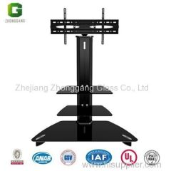 3 Tier Black Glass TV Stand