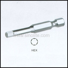 Hex shank robertson power bits