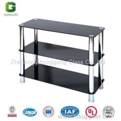 Cheap Black Tempered Glass TV Stand/Stainless Pipe TV Table Stand/Glass TV Bench