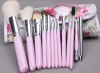 2013 Hot seller Pink Handle 13pcs Cosmetic brush set SGS Certification