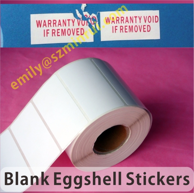 Blank Eggshell Sticker Materials in Rolls,Ultra Destructible Label Materials in Rolls,Breakable Destructive Label Papers