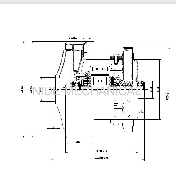 1400W VACUUM CLEANER MOTOR WITH HEIGHT OF 113MM