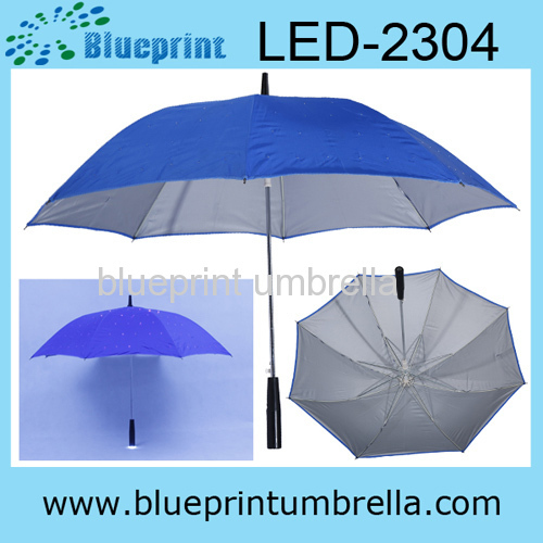 stick silver coated uv cut fabric led umbrella