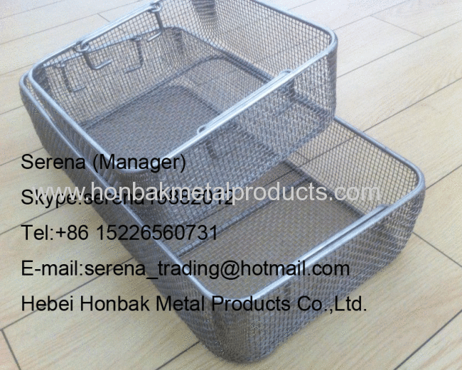 Stainless steel Wire Mesh medical sterilization Basket(L480xW250xH50mm)