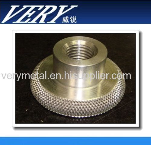 Aluminum Al6063 turned parts with diamond knurling flange precise