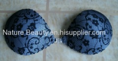 Black flower lace push up backless silicone bra