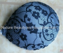 Deep blue with black lace breathable silicone free bra