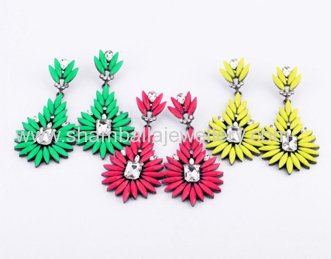 fashionable costume jewellery shourouk flower earrings for women 2013