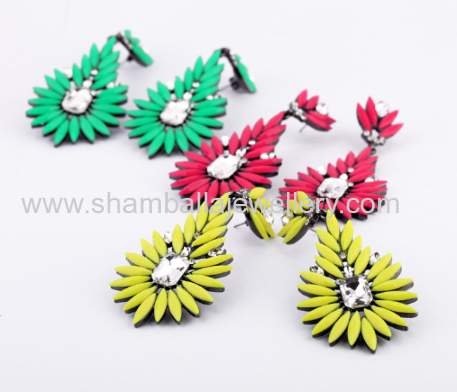 fashionable costume jewellery shourouk flower earrings for women 2013