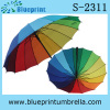 Auto Open Wood Shaft Multi Color Straight Umbrella