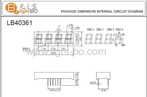 Super bright Red 4-Digit 0.36 inch ( 9.2mm ) anode 7-segment led display