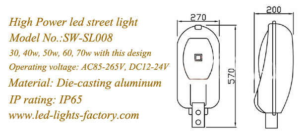 60W low voltage DC12V/24V led street lamp