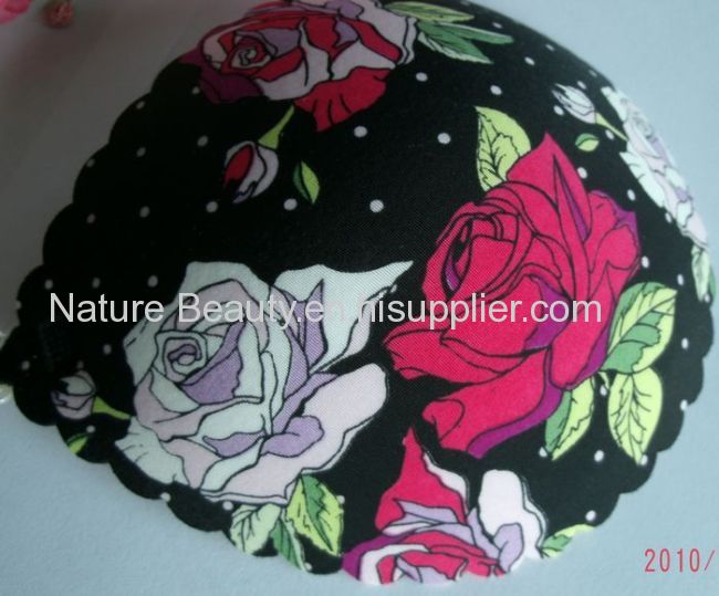 FlexibleBlack with white and red roses print Pushing up bra