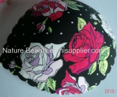 Flexible Black with white and red roses print Pushing up bra