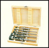 Mortising chisel and bit 5pcs/set sizes: 6.4-8-9.5-12.7-16mm (1/4&quot;, 5/16&quot;, 3/8&quot;,1/2, 5/8&quot;) packed in wooden box