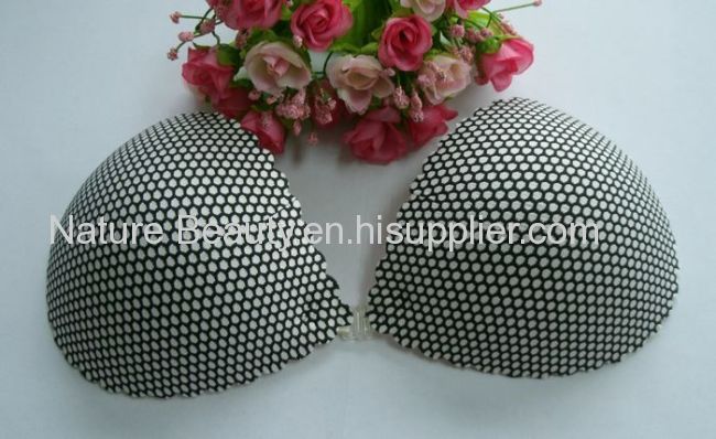 Black grid pattern with wave edge push up strapless bra 