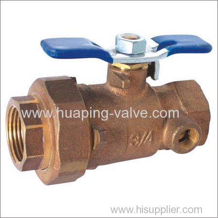 Single Union End Bronze Ball Valve with Waste Drain